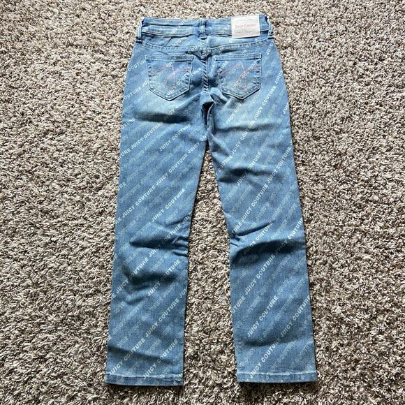 Juicy Couture Kids All Over Print Straight Jean Girls 12 Med Wash Stretch Denim - Picture 6 of 12